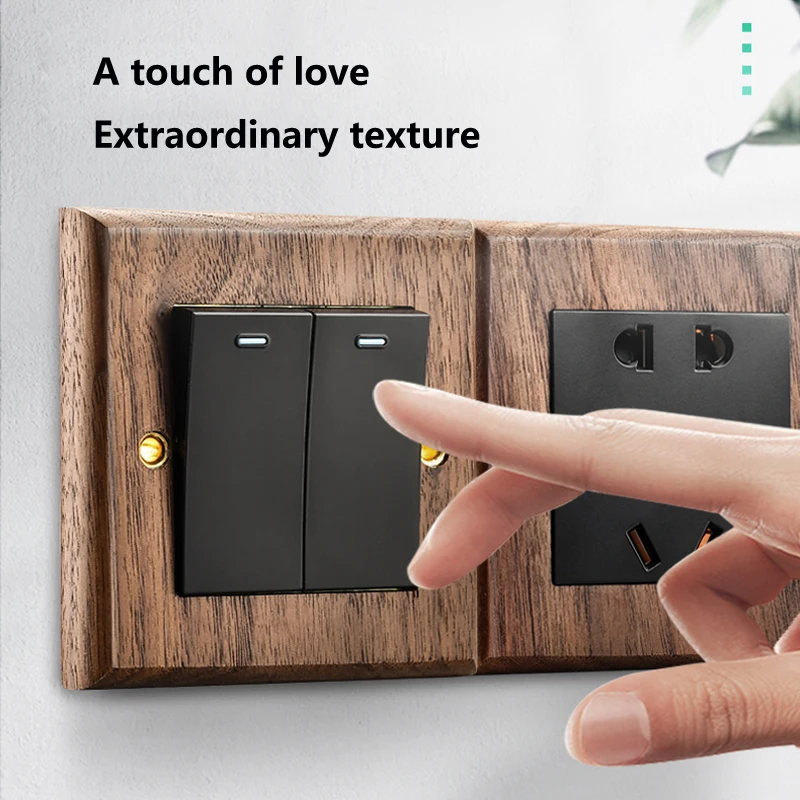 Black Walnut Solid Wood Panel 1-4 Gang 2 Way Retro Wall Push Button Switch for Home Improvement
Black Walnut Solid Wood Panel 1-4 Gang 2 Way Retro Wall Push Button Switch for Home Improvement