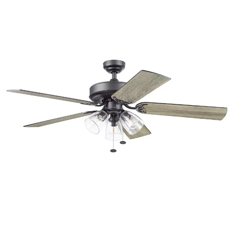 

Better Homes & Gardens 52" Matte Black Ceiling Fan with Light, 5 Blades, Pull Chains & Reverse Airflow