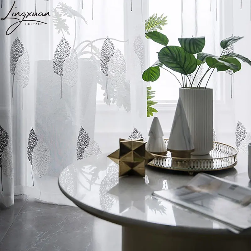 Modern Leaf Tulle For Living Room Window Curtain For Bedroom Kitchen Embroidered Sheer Voile Curtain Drapes Custom Home Decor
Modern Leaf Tulle For Living Room Window Curtain For Bedroom Kitchen Embroidered Sheer Voile Curtain Drapes Custom Home Decor