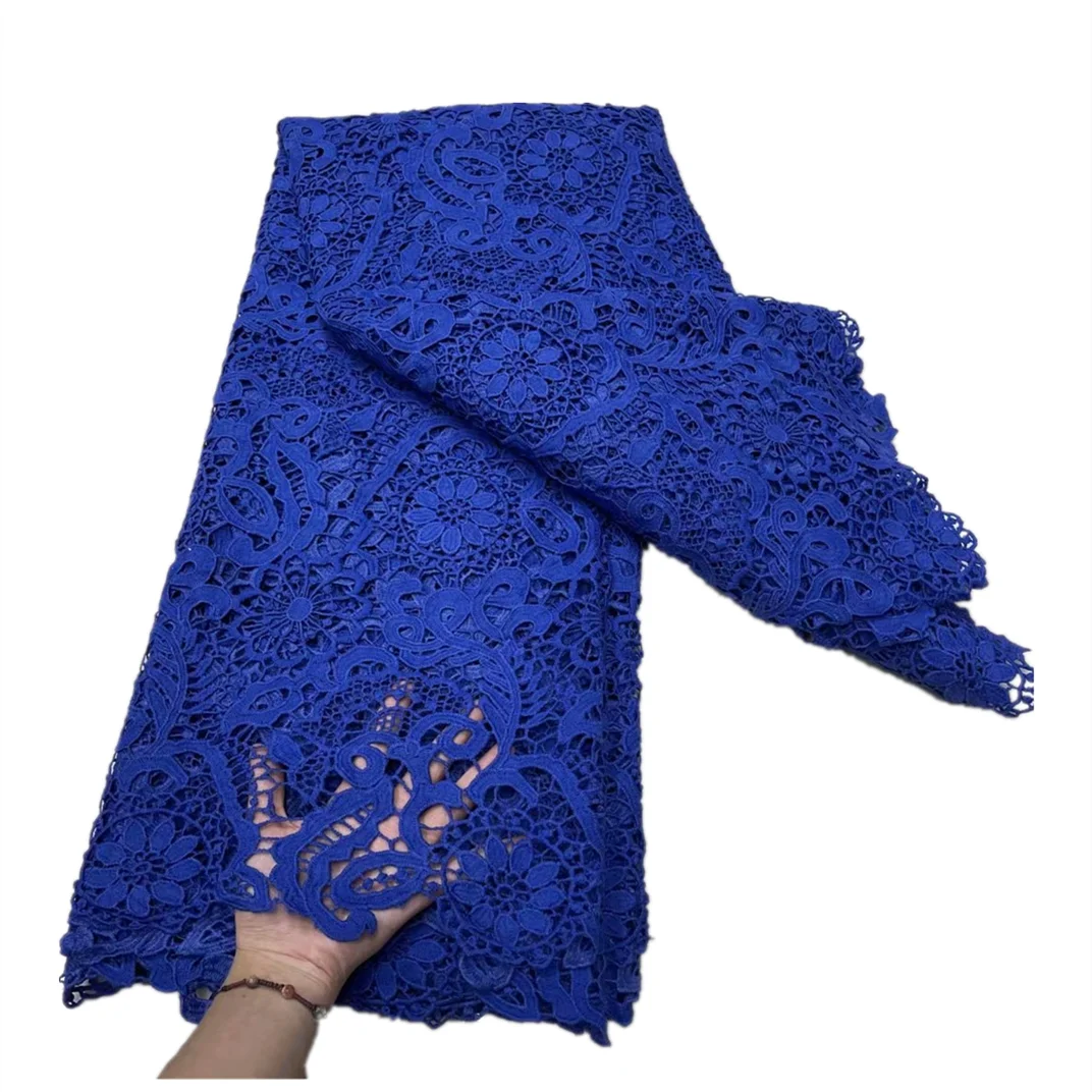 Royal Blue African Guipure Lace Fabric for Gown Sewing Milk Silk Embroidered Cord Lace Fabric for 5 Yards LJYG23
Royal Blue African Guipure Lace Fabric for Gown Sewing Milk Silk Embroidered Cord Lace Fabric for 5 Yards LJYG23