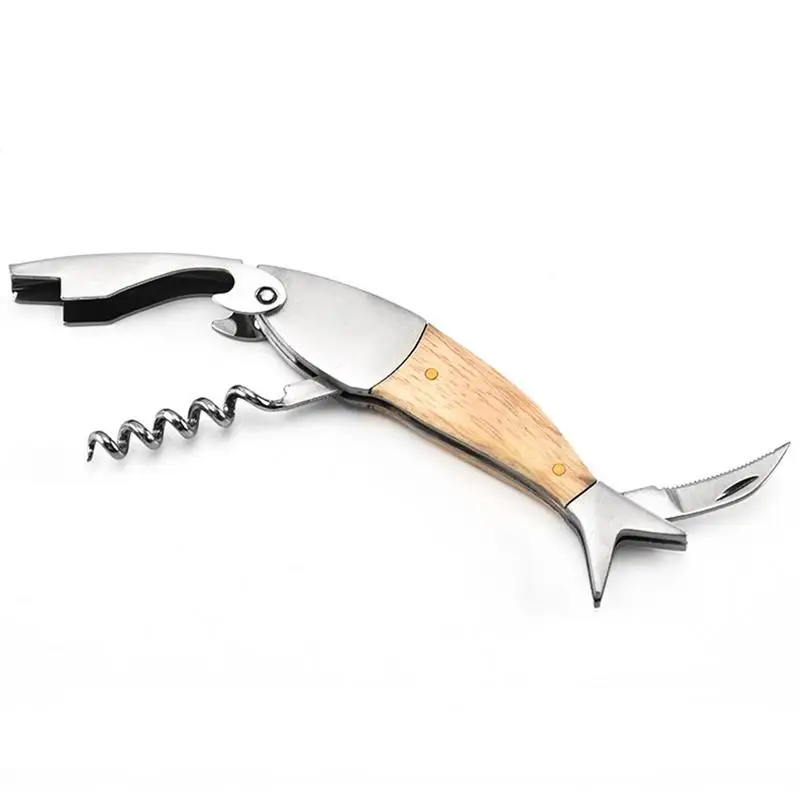 Портативный штопор с деревянной ручкой, эргономичный дизайн, для рыб и вина, кухонный инструмент, открывалка для пива 
Портативный штопор с деревянной ручкой, эргономичный дизайн, для рыб и вина, кухонный инструмент, открывалка для пива