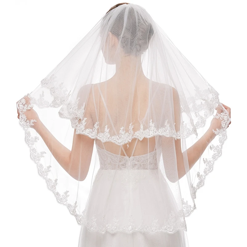 Bridal Veil with Metal Comb Elbow Length Elegant Sheer Tulle Lace Trims Decoration Headwear White Wedding Veils
Bridal Veil with Metal Comb Elbow Length Elegant Sheer Tulle Lace Trims Decoration Headwear White Wedding Veils