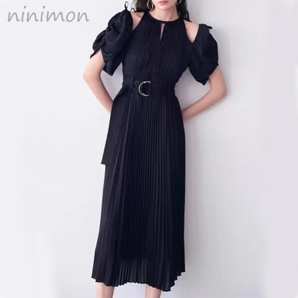 NINIMON Stand Collar Slim Waist Pleated Print Dresses Summer New Vestidos Drawstring Puff Short Sleeve Off Shoulder Temperament
NINIMON Stand Collar Slim Waist Pleated Print Dresses Summer New Vestidos Drawstring Puff Short Sleeve Off Shoulder Temperament