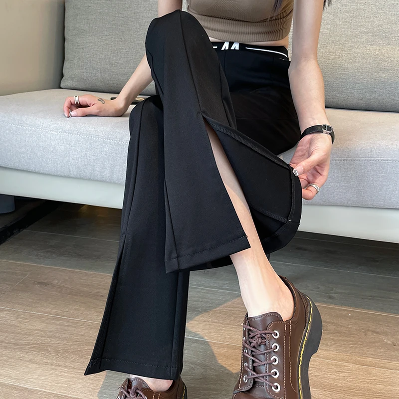 Black Front Split Flared Pants Women Casual High Waist Embroidered Work Suit Trousers
Black Front Split Flared Pants Women Casual High Waist Embroidered Work Suit Trousers
