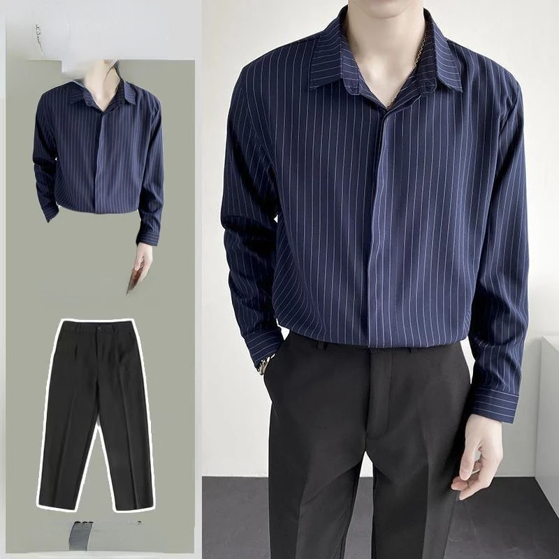 Spring and Summer Stripe Sets Men Slim Fashion Casual Long-sleeved Shirt Pants Two-piece Set Men Korean Style Mens 2023 D118
Spring and Summer Stripe Sets Men Slim Fashion Casual Long-sleeved Shirt Pants Two-piece Set Men Korean Style Mens 2023 D118