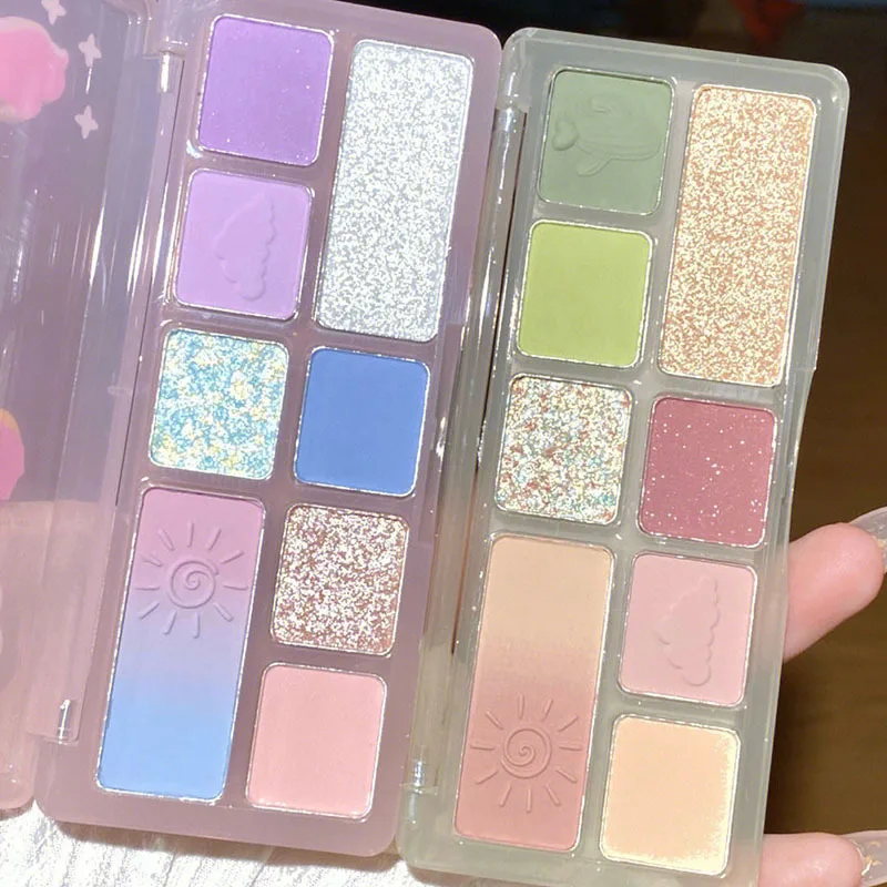 

Clear Low-saturation Powder Green Cactus Eight-color Eyeshadow Palette Bead Matte Pure Desire Daily Light Makeup Affordable