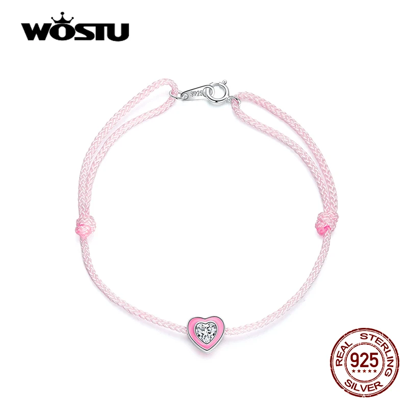 WOSTU 925 Sterling Silver Pink Heart Rope Ankle 22.5CM Adjustable Size Shiny Zircon Rope Chain For Women Summer Jewelry CQT022
WOSTU 925 Sterling Silver Pink Heart Rope Ankle 22.5CM Adjustable Size Shiny Zircon Rope Chain For Women Summer Jewelry CQT022