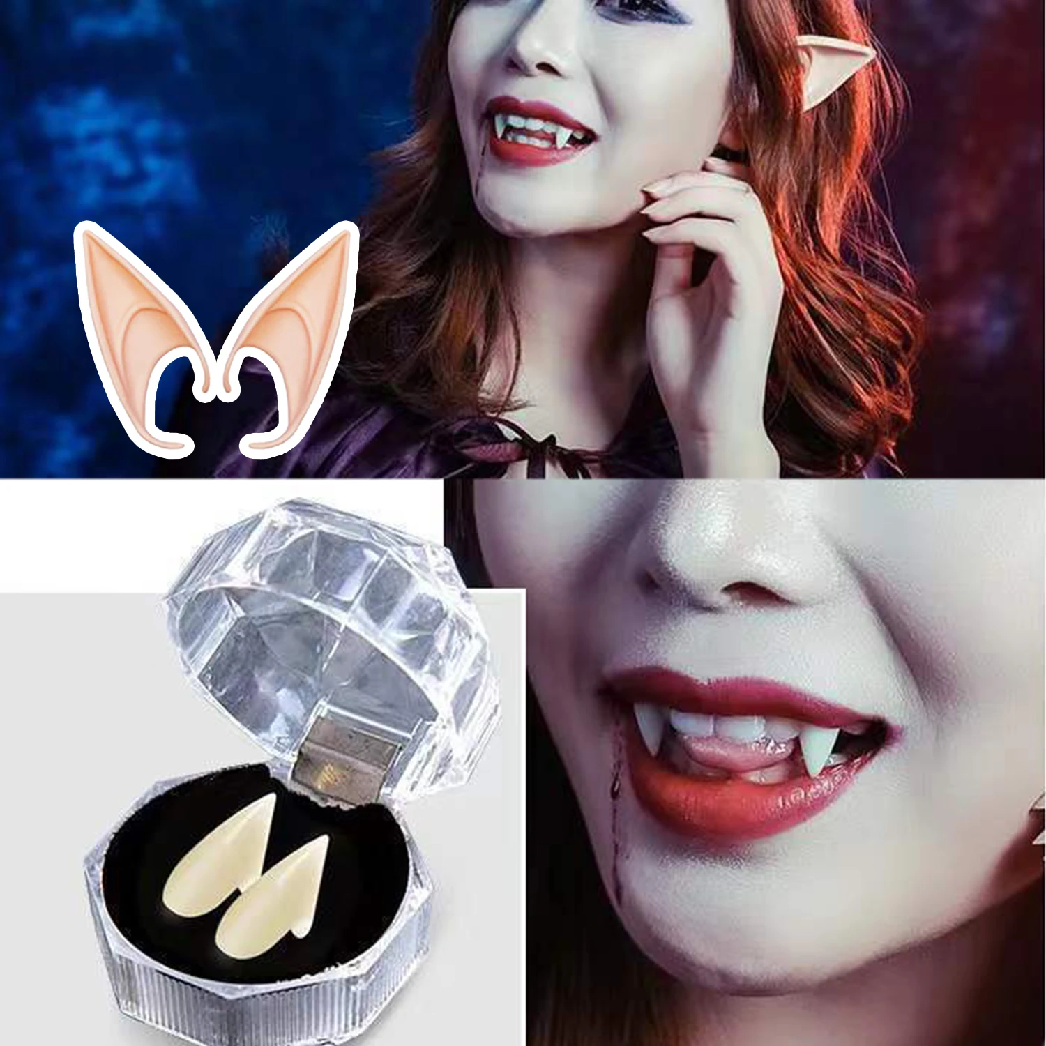 3 Pairs Vampire Teeth Fangs Dentures Props + 3 Pairs Elf Ears Halloween Costume Props False Teeth Elf Ears Set Party DIY Decor
3 Pairs Vampire Teeth Fangs Dentures Props + 3 Pairs Elf Ears Halloween Costume Props False Teeth Elf Ears Set Party DIY Decor