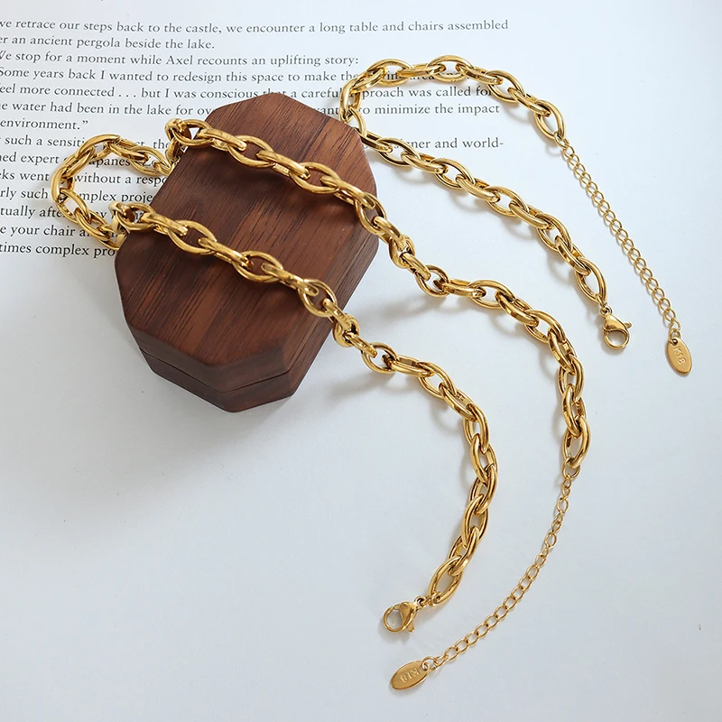 Chain Jewelry Set Necklace Bracelet Stainless Steel Gold Plated Trend Hip Hop Punk Jewelry Couple Accessories Wholesale
Chain Jewelry Set Necklace Bracelet Stainless Steel Gold Plated Trend Hip Hop Punk Jewelry Couple Accessories Wholesale