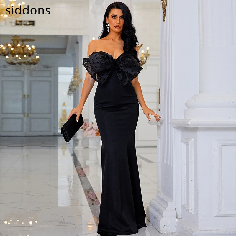 Summer Banquet Evening Dress Lady Robe Soiree Strapless Sleeveless Satin Prom Gown Fishtail Sexy Vintage Bow Black 2022 New
Summer Banquet Evening Dress Lady Robe Soiree Strapless Sleeveless Satin Prom Gown Fishtail Sexy Vintage Bow Black 2022 New