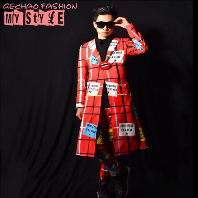 Red lines blazer men suits designs jacket mens long coat stage costumes for singers clothes dance star style dress punk rock
Red lines blazer men suits designs jacket mens long coat stage costumes for singers clothes dance star style dress punk rock