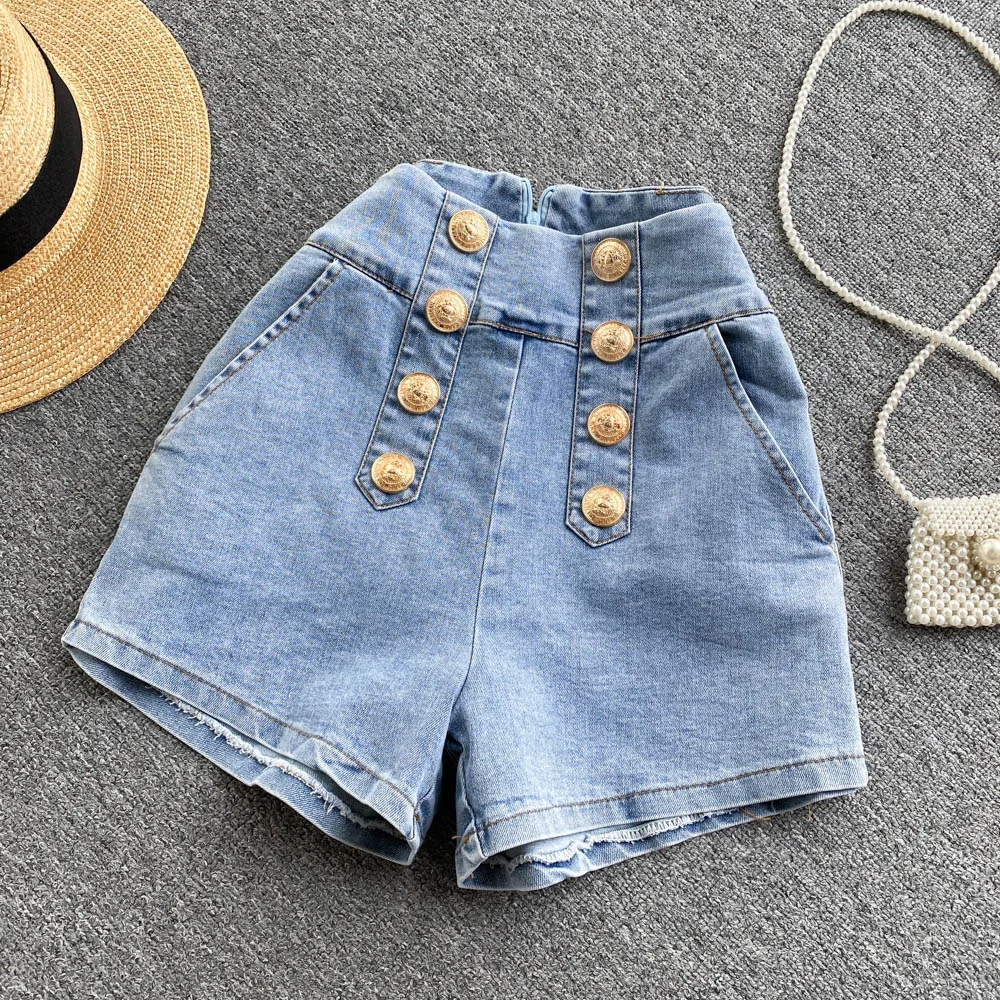 2022 Spring and Summer New Denim Shorts Female Korean Version High Waist Slim Straight Double Breasted Elastic Hot Trousers
2022 Spring and Summer New Denim Shorts Female Korean Version High Waist Slim Straight Double Breasted Elastic Hot Trousers