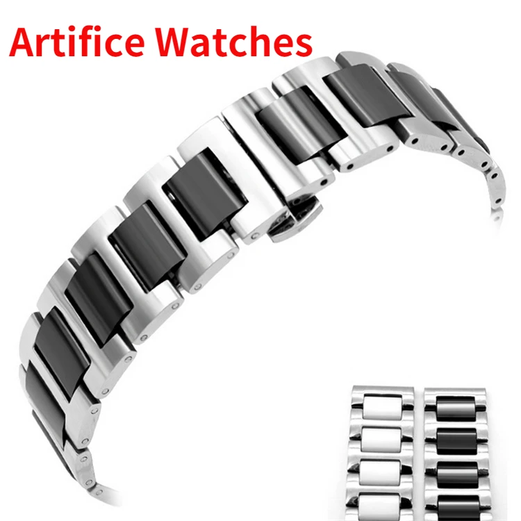 Three-bead ceramic strap stainless steel steel strap watch accessories men's watch strap 22 black white women's bracelet 20MM
Three-bead ceramic strap stainless steel steel strap watch accessories men's watch strap 22 black white women's bracelet 20MM