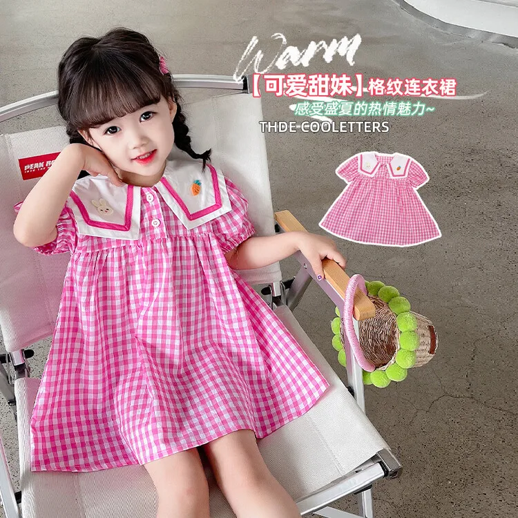 2023 New Arrival Girls' Dress Checkered Navy Collar Rabbit Decoration Cute Girl Style
2023 New Arrival Girls' Dress Checkered Navy Collar Rabbit Decoration Cute Girl Style