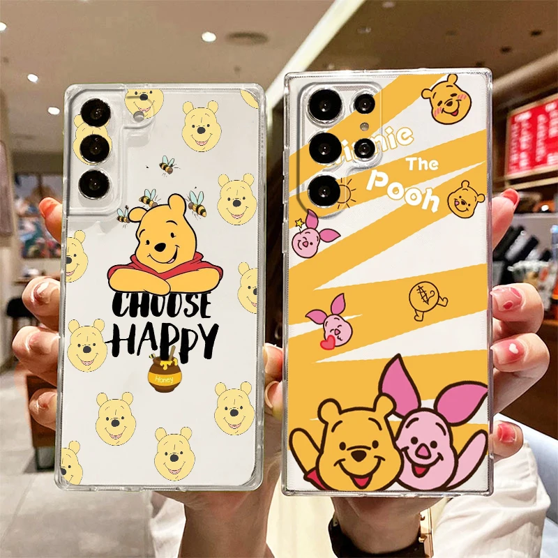 

Winnie Pooh Anime Transparent Phone Case For Samsung S23 S22 S21 S20 FE Ultra Pro Lite S10 S10E S9 S8 Plus 5G Cover Shell Coque