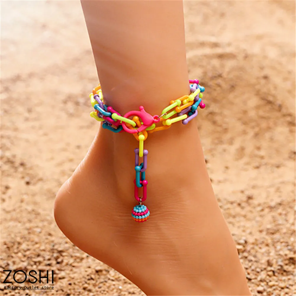 Hiphop Fashion Colorful Plastic Chain Stackable Anklet Women Boho Beads Ball Pendant Ankle Bracelet Girl Summer Beach Foot Chain
Hiphop Fashion Colorful Plastic Chain Stackable Anklet Women Boho Beads Ball Pendant Ankle Bracelet Girl Summer Beach Foot Chain
