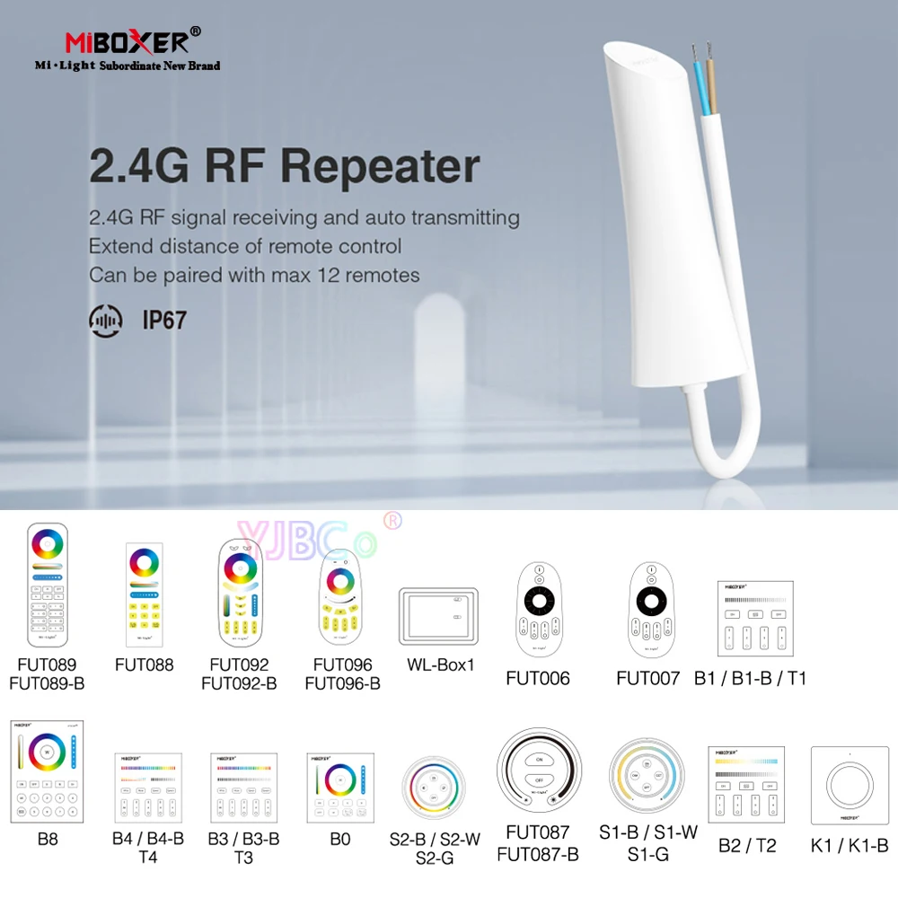 2.4G RF Repeater RP1 Waterproof IP67 Miboxer 2.4G Remote Signal Receiver AC110V 220V Extend control distance of Outdoor Lights
2.4G RF Repeater RP1 Waterproof IP67 Miboxer 2.4G Remote Signal Receiver AC110V 220V Extend control distance of Outdoor Lights