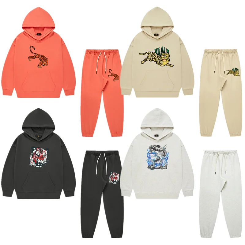 

Модный дизайнерский комплект свитшот для мальчиков, Осенняя детская одежда, детская толстовка с тигром, пальто, спортивные штаны, 2 шт., зимняя повседневная одежда для мальчиков-подростков
