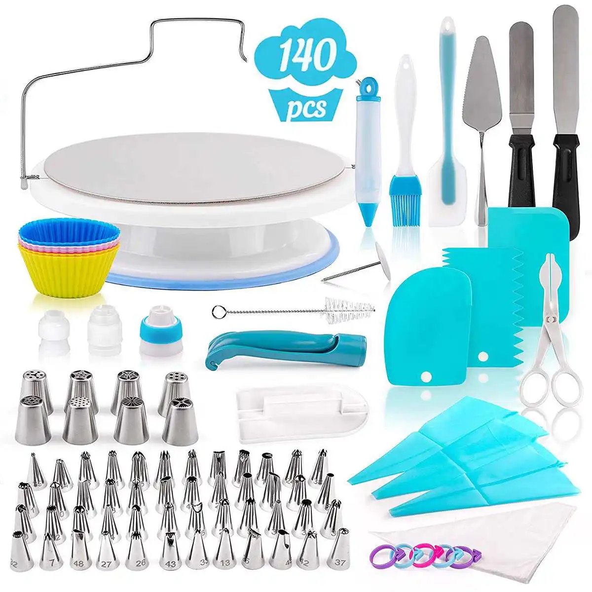 Cake Turntable 140 Pcs/set Cake Decorating Tools Kit Rotary Table Baking Tool Piping Nozzle Piping Bag Set Baking Supplies Sets
Cake Turntable 140 Pcs/set Cake Decorating Tools Kit Rotary Table Baking Tool Piping Nozzle Piping Bag Set Baking Supplies Sets