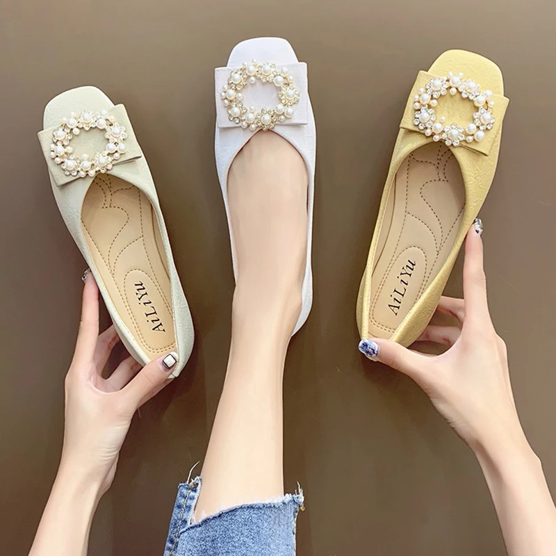 Casual Woman Shoe Square Toe Shallow Mouth Female Footwear Pearl Decorateion Modis All-Match Boat Dress Beading New Moccasin
Casual Woman Shoe Square Toe Shallow Mouth Female Footwear Pearl Decorateion Modis All-Match Boat Dress Beading New Moccasin