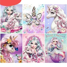 Diy 5d Diamond Colored Cartoon Portrait Animal Full Circle Diamond Square Diamond Embroidery Horse Female Mosaic Handmade Gift