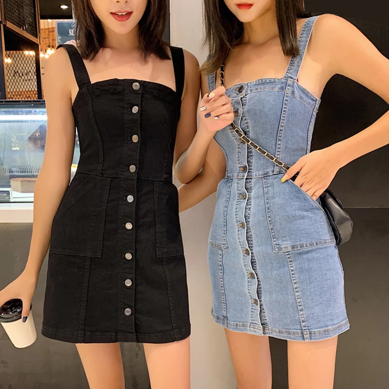 2021Spaghetti Strap Denim Dress Women Summer Sexy Single-breasted Min Jeans Dresses Silm Sheath Sundress Plus Size vestidos
2021Spaghetti Strap Denim Dress Women Summer Sexy Single-breasted Min Jeans Dresses Silm Sheath Sundress Plus Size vestidos