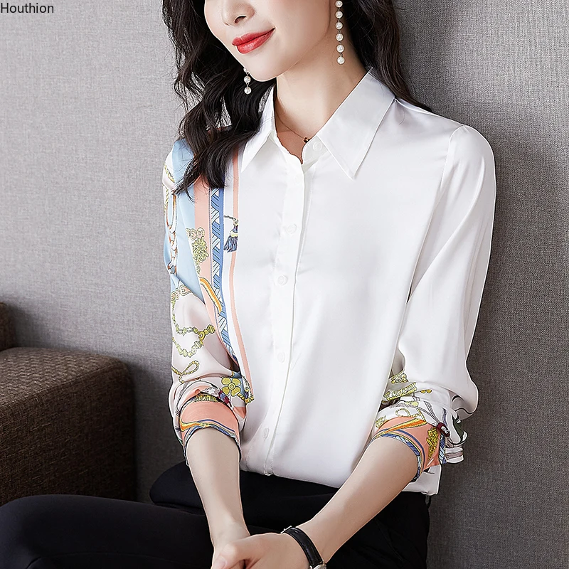 Рубашка-поло женская с длинным рукавом, атласная Повседневная модная блузка свободного покроя с принтом, лето-осень
Рубашка-поло женская с длинным рукавом, атласная Повседневная модная блузка свободного покроя с принтом, лето-осень