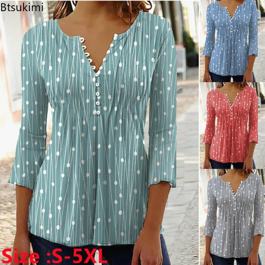 Plus Size 4XL 5XL Women's Casual Long Sleeve Shirts Polka Dot Print Loose Soft V-neck Blouse Tunic Tops Button Up Shirts Female
Plus Size 4XL 5XL Women's Casual Long Sleeve Shirts Polka Dot Print Loose Soft V-neck Blouse Tunic Tops Button Up Shirts Female