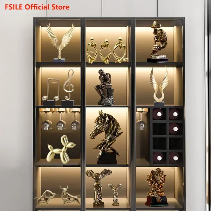 FSILE Modern Luxury Art Villa Restaurant Decoration Office Wine Cabinet Decoration Set Luxury Bookcase Living Room Decoration
FSILE Modern Luxury Art Villa Restaurant Decoration Office Wine Cabinet Decoration Set Luxury Bookcase Living Room Decoration