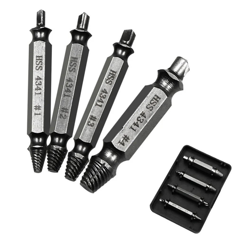 4Pcs Damaged Screw Extractor Set Easily Remove Stripped or Damaged Screws Double Ended Stripped Removers Hand Tool Sets 
4Pcs Damaged Screw Extractor Set Easily Remove Stripped or Damaged Screws Double Ended Stripped Removers Hand Tool Sets
