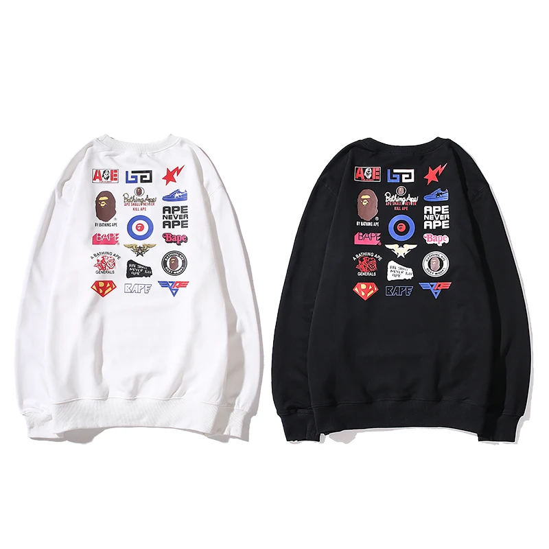 Bape high-quality Multi Icon Printing Long Sleeve O-neck Loose And Comfortable Hoodies Terry 100% Cotton Printed Clothes 
Bape high-quality Multi Icon Printing Long Sleeve O-neck Loose And Comfortable Hoodies Terry 100% Cotton Printed Clothes