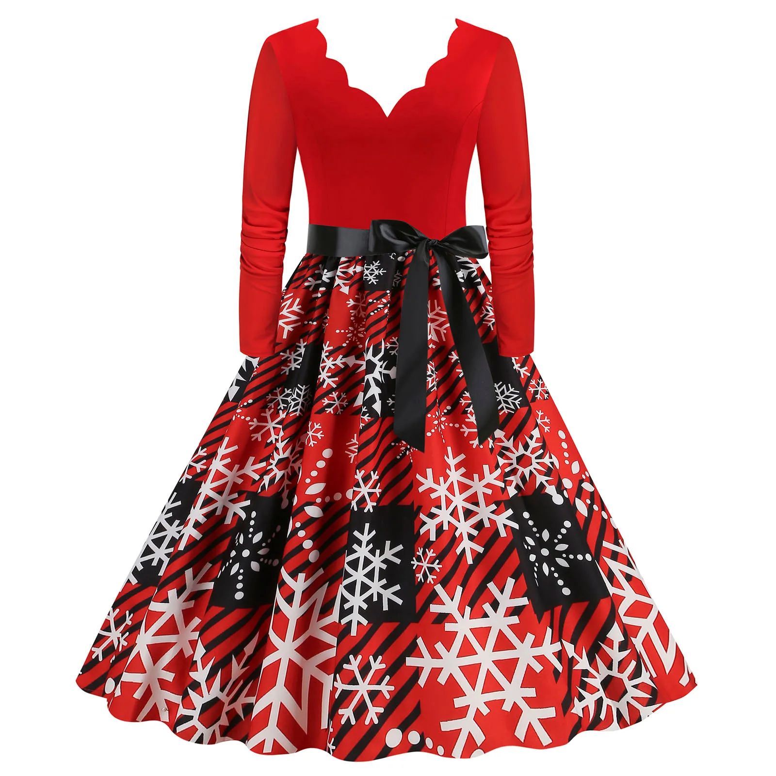 Women Vintage Long Sleeve V Neck Christmas 1950s Housewife Evening Party Prom Party Loose Vestido club Evening party dress
Women Vintage Long Sleeve V Neck Christmas 1950s Housewife Evening Party Prom Party Loose Vestido club Evening party dress