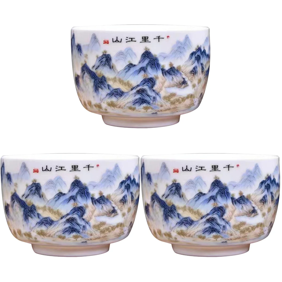 3pcs Hand Painted Traditional Chinese Ceramic Teacup Tea Cup Landscape Pattern Teacup Gift 
3pcs Hand Painted Traditional Chinese Ceramic Teacup Tea Cup Landscape Pattern Teacup Gift