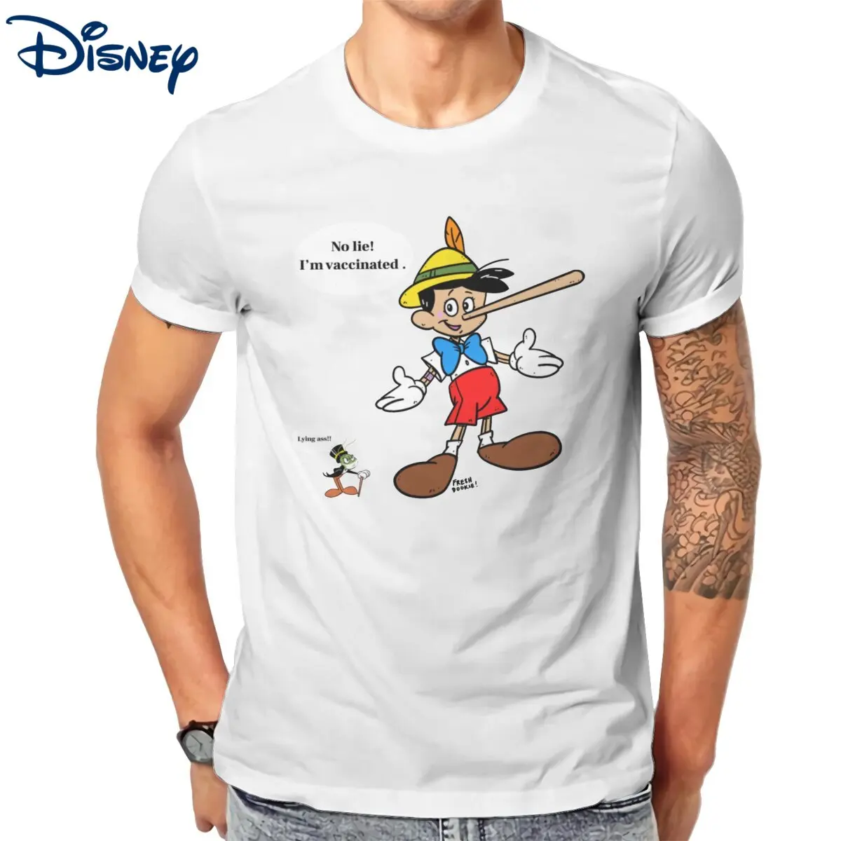 Забавные винтажные футболки Disney NO Lie, Гильермо Пиноккио, Мужская хлопковая футболка с круглым вырезом, футболка с короткими рукавами, одежда
Забавные винтажные футболки Disney NO Lie, Гильермо Пиноккио, Мужская хлопковая футболка с круглым вырезом, футболка с короткими рукавами, одежда