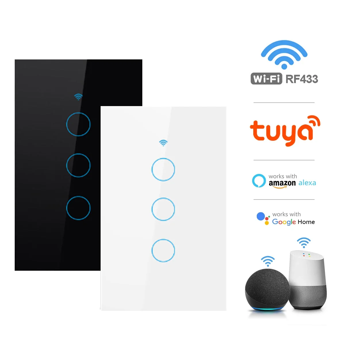 US Standard Wall Switch,Glass Panel Touch Light Switch with LED Indicator,WiFi Smart Light Switch,Work with Smart Life/Tuya App
US Standard Wall Switch,Glass Panel Touch Light Switch with LED Indicator,WiFi Smart Light Switch,Work with Smart Life/Tuya App