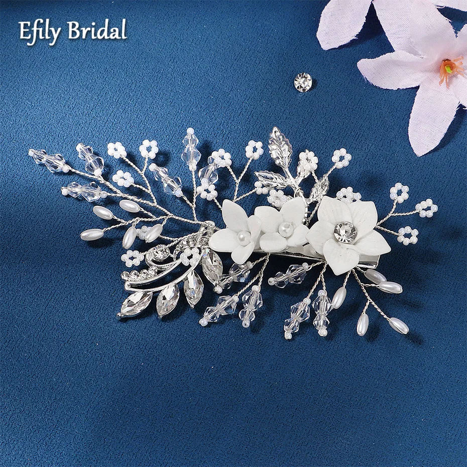 Efily Handmade Ceramic Flower Bridal Hair Clip Pearl Wedding Hair Accessories Rhinestone Crystal Bride Headdress Jewelry Gift
Efily Handmade Ceramic Flower Bridal Hair Clip Pearl Wedding Hair Accessories Rhinestone Crystal Bride Headdress Jewelry Gift