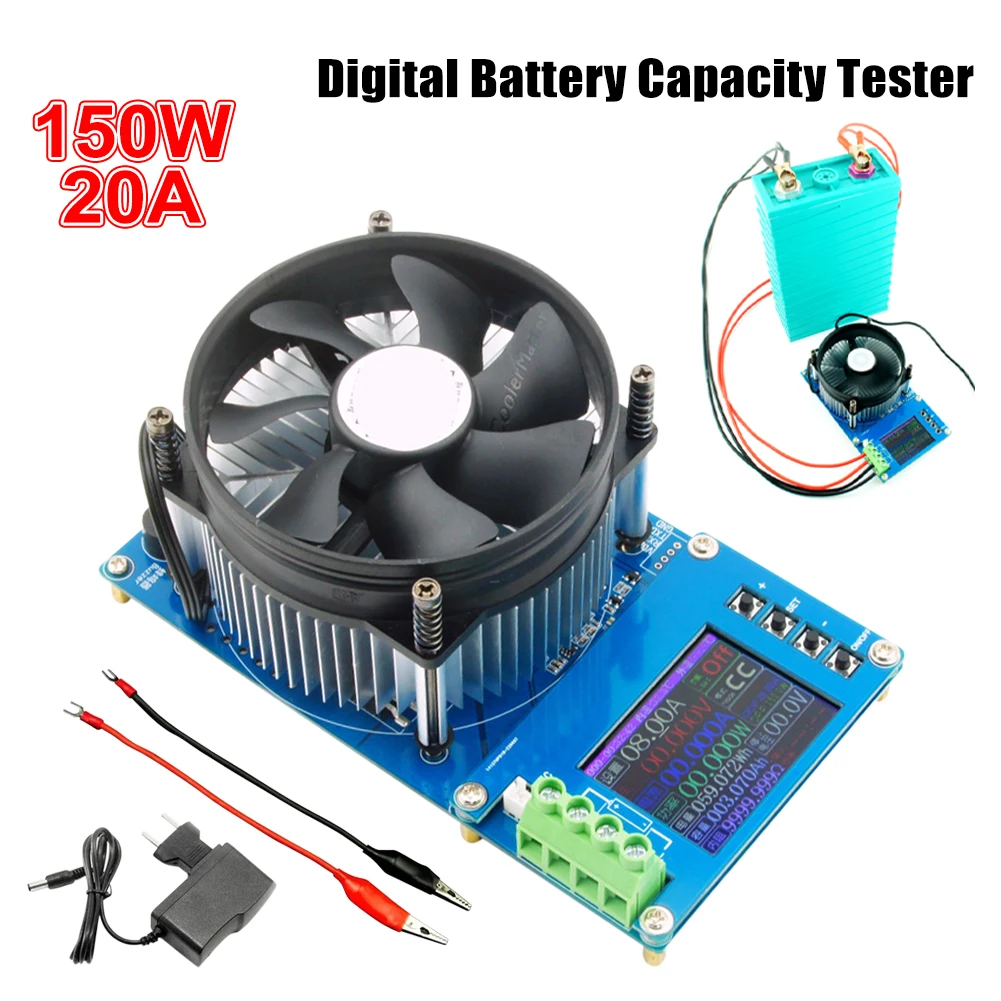 150W Digital Battery Capacity Tester Hardware Tool Voltmeter Adjustable Constant Current Electronic Load Charger Meter Indicator
150W Digital Battery Capacity Tester Hardware Tool Voltmeter Adjustable Constant Current Electronic Load Charger Meter Indicator