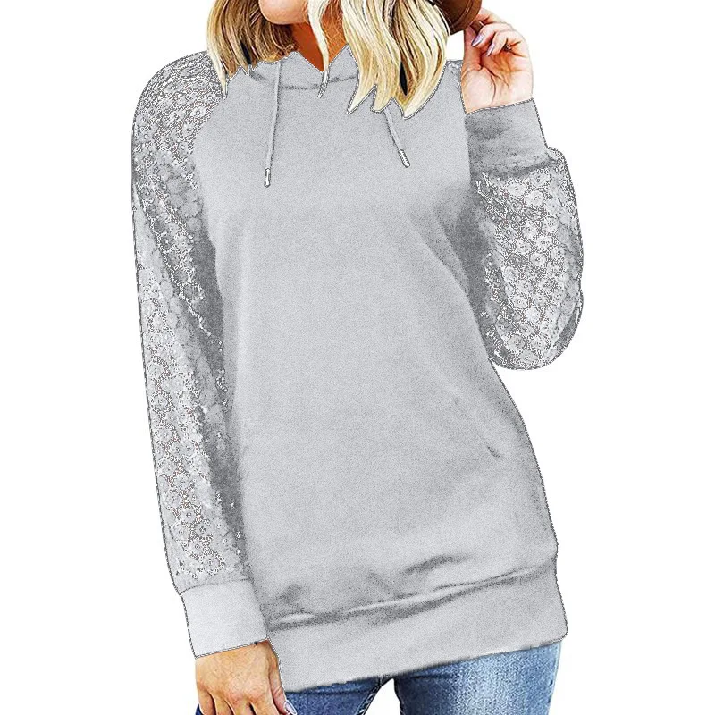 Women's Hooded Drawstring Stitching Lace Long-sleeved Sweater Spring and Autumn Fashion Casual Commuter All-match Top Lady
Women's Hooded Drawstring Stitching Lace Long-sleeved Sweater Spring and Autumn Fashion Casual Commuter All-match Top Lady