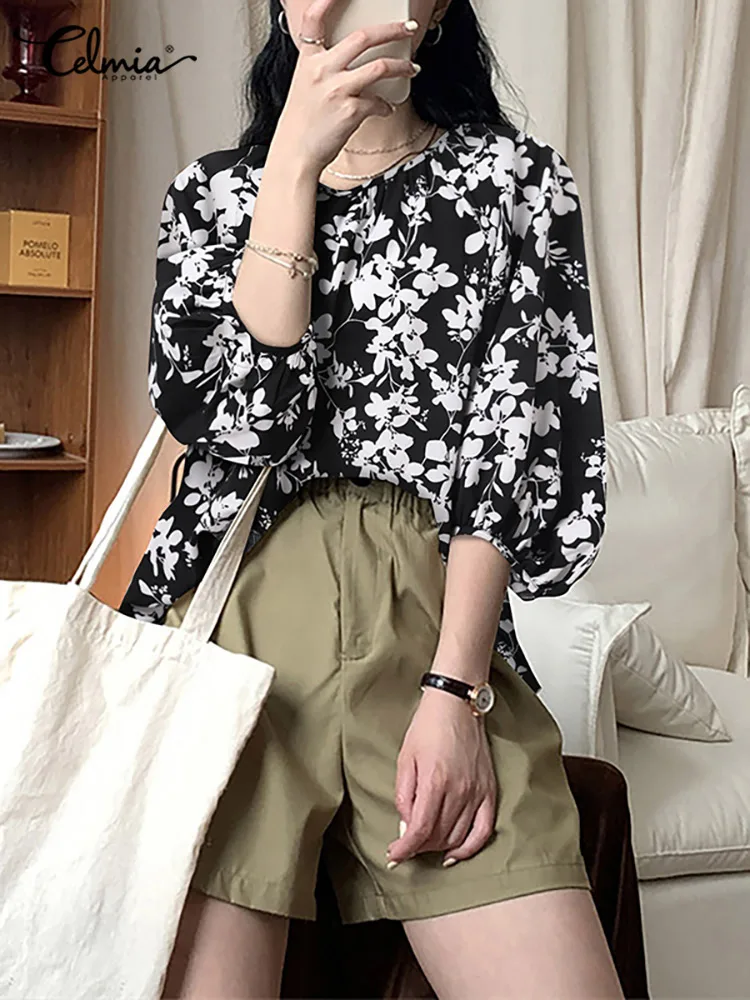 Women Blouses Leisure Loose Celmia Fashion 3/4 Puff SleeveRound Neck OL Blusas Vintage Floral Plant Print Ladies Retro Tops
Women Blouses Leisure Loose Celmia Fashion 3/4 Puff SleeveRound Neck OL Blusas Vintage Floral Plant Print Ladies Retro Tops