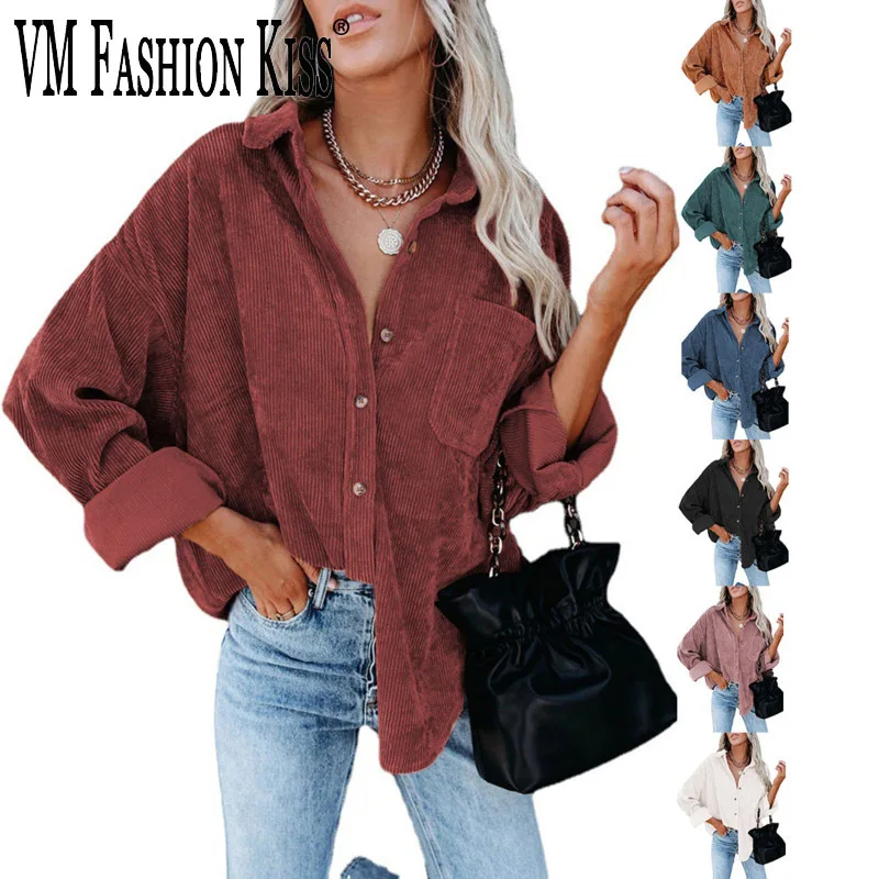 VM FASHION KISS Новая женская Вельветовая Повседневная Свободная рубашка с карманами и длинным рукавом
VM FASHION KISS Новая женская Вельветовая Повседневная Свободная рубашка с карманами и длинным рукавом