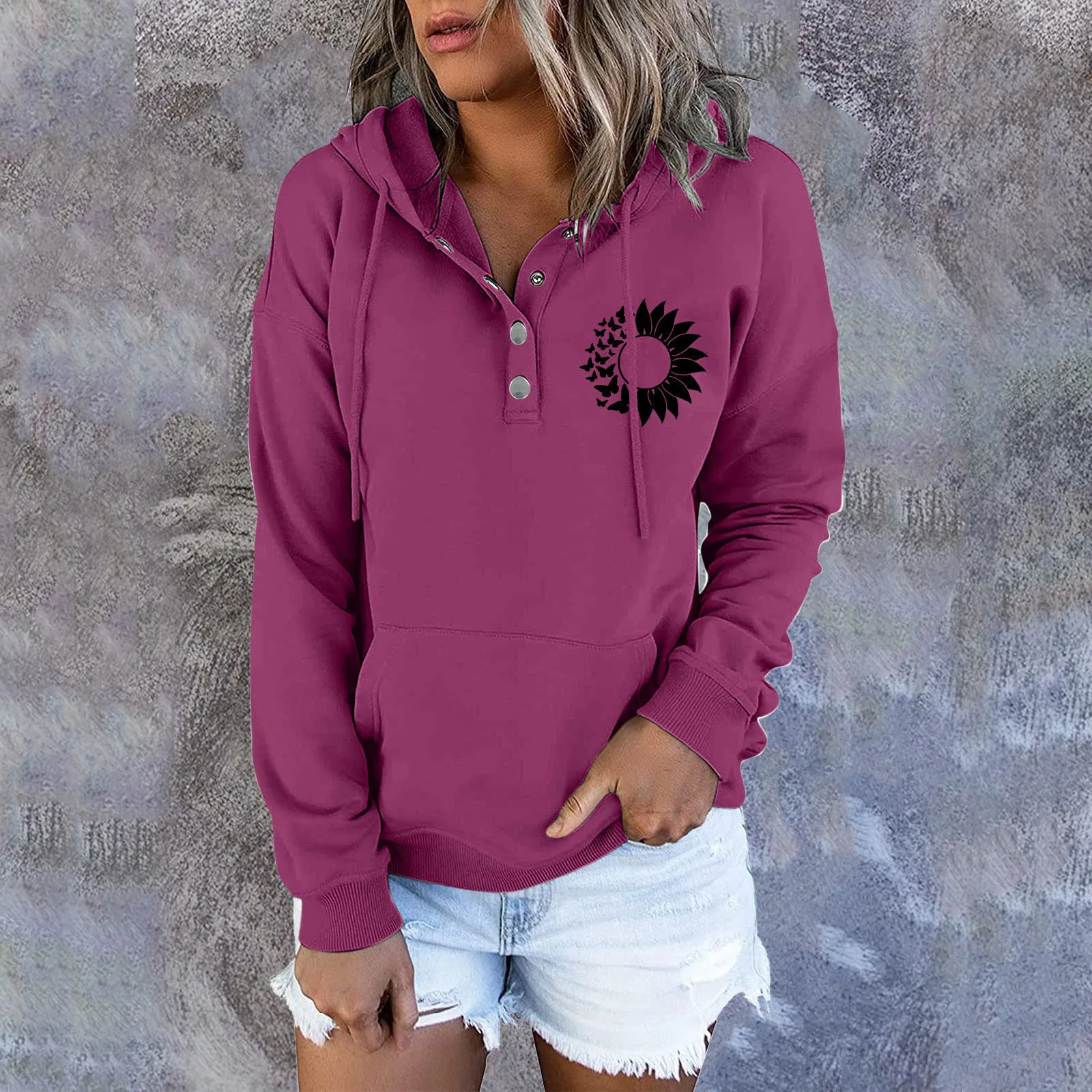 Womens Sweatshirts Long Sleeve Hoodie Pullover Casual Button Top Hoodie Sweatshirts Oversized Hoodie Female 
Womens Sweatshirts Long Sleeve Hoodie Pullover Casual Button Top Hoodie Sweatshirts Oversized Hoodie Female