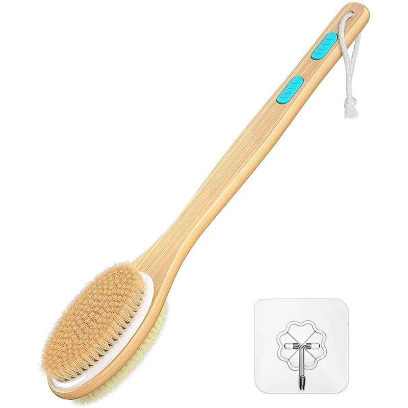 Shower Brush with Soft Hard Bristles Bath Double Sided Long Handle Back Cleaner Body Exfoliator for Wet and Dry Brushing
Shower Brush with Soft Hard Bristles Bath Double Sided Long Handle Back Cleaner Body Exfoliator for Wet and Dry Brushing