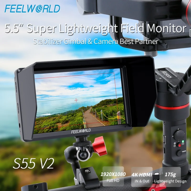 FEELWORLD 5.5 Inch 1920x1080 IPS on Camera Field Monitor Video Focus Assist Support 4K HDMI Input DC Output for Youtube S55
FEELWORLD 5.5 Inch 1920x1080 IPS on Camera Field Monitor Video Focus Assist Support 4K HDMI Input DC Output for Youtube S55