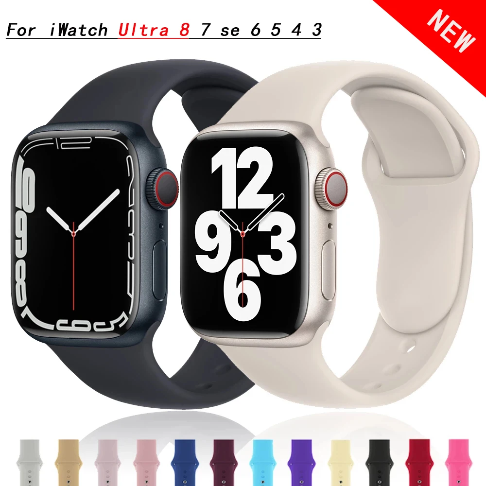 Silicone Strap For Apple Watch Series 7 8 45mm 41mm Watchband for apple watch 44mm 40mm bracelet correa iwatch band 6 5 4 se 3
Silicone Strap For Apple Watch Series 7 8 45mm 41mm Watchband for apple watch 44mm 40mm bracelet correa iwatch band 6 5 4 se 3
