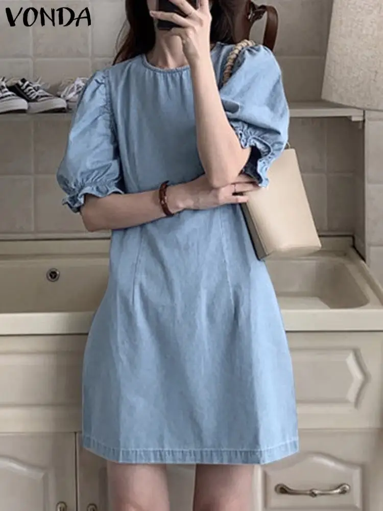 Women Elegant Ruffled Party Dress VONDA 2022 Summer Casual Solid Mini Sundress Loose Short Puff Sleeve Vestidos Robe Femininas
Women Elegant Ruffled Party Dress VONDA 2022 Summer Casual Solid Mini Sundress Loose Short Puff Sleeve Vestidos Robe Femininas