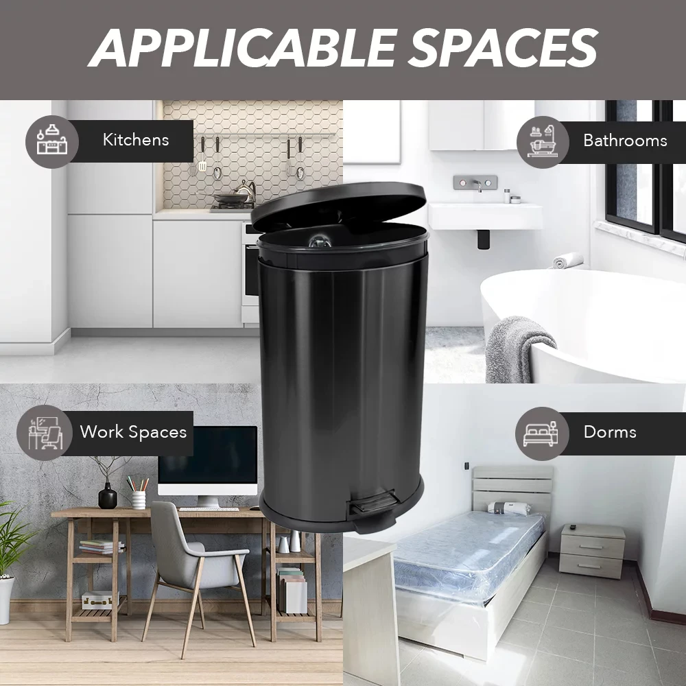 13 Gallon Trash Can, Black Stainless Steel Oval Kitchen Trash Can Storage Organizer free shipping
13 Gallon Trash Can, Black Stainless Steel Oval Kitchen Trash Can Storage Organizer free shipping
