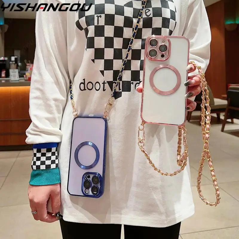 Crossbody Lanyard Strap Phone Case For iPhone 14 13 12 15 Pro Max Plus 11 ShockProof For Magsafe Wireless Charging Clear Cover
Crossbody Lanyard Strap Phone Case For iPhone 14 13 12 15 Pro Max Plus 11 ShockProof For Magsafe Wireless Charging Clear Cover