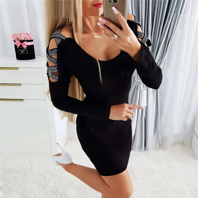 Female Fashion Casual Long Sleeve O Neck Diamond Dresss Autumn Winter Women Elegant Hollow Out Slim Fit Bodycon Dress
Female Fashion Casual Long Sleeve O Neck Diamond Dresss Autumn Winter Women Elegant Hollow Out Slim Fit Bodycon Dress