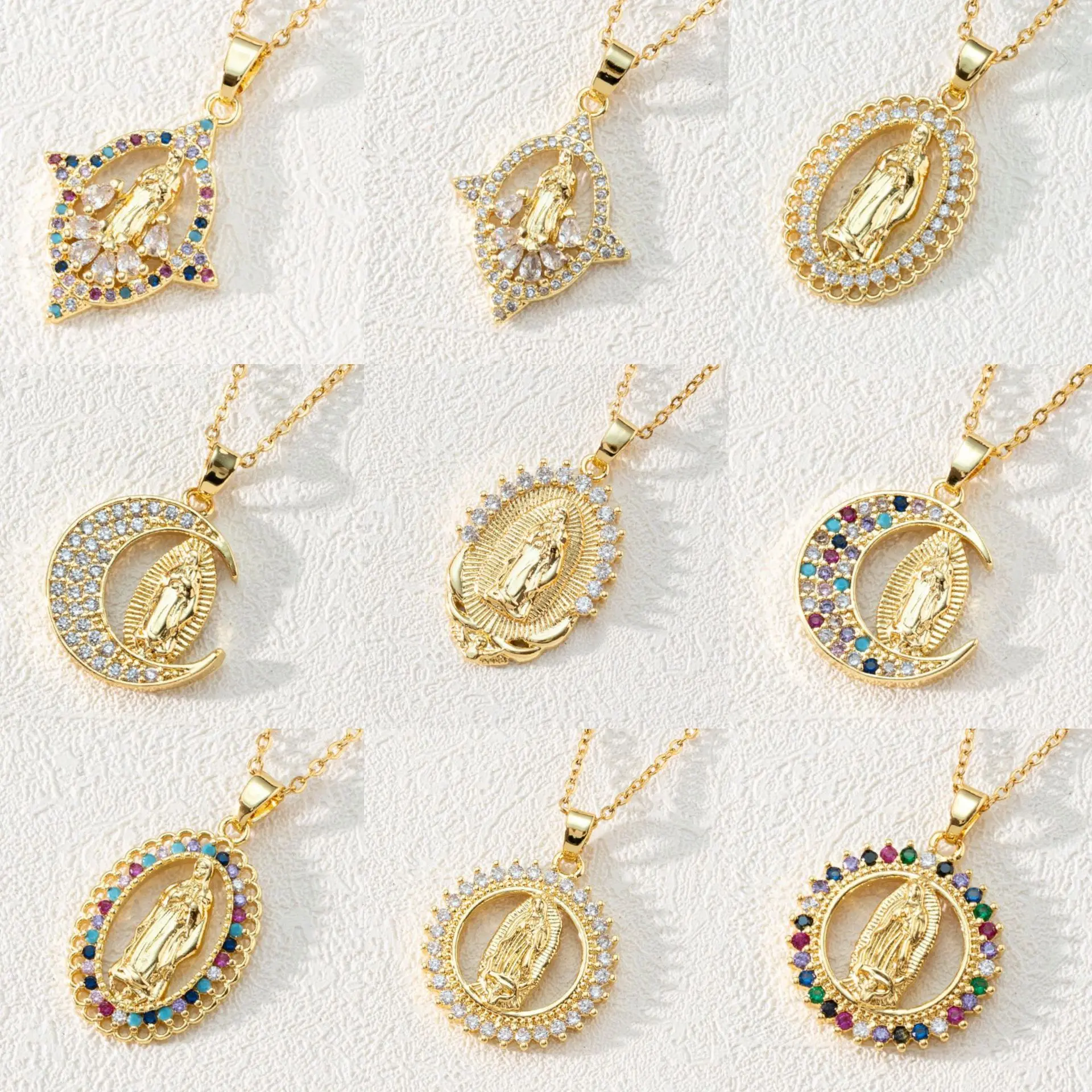 Luxury 18K Gold Colored Jewelry Virgin Mary Pendant Necklace Delicate Clavicle Chain Kpop Chokers Necklaces for Women Vintage
Luxury 18K Gold Colored Jewelry Virgin Mary Pendant Necklace Delicate Clavicle Chain Kpop Chokers Necklaces for Women Vintage