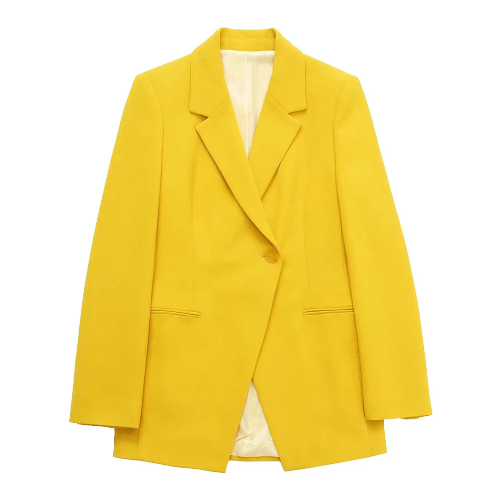 Женский укороченный Блейзер на одной пуговице, с длинным рукавом 
Женский укороченный Блейзер на одной пуговице, с длинным рукавом